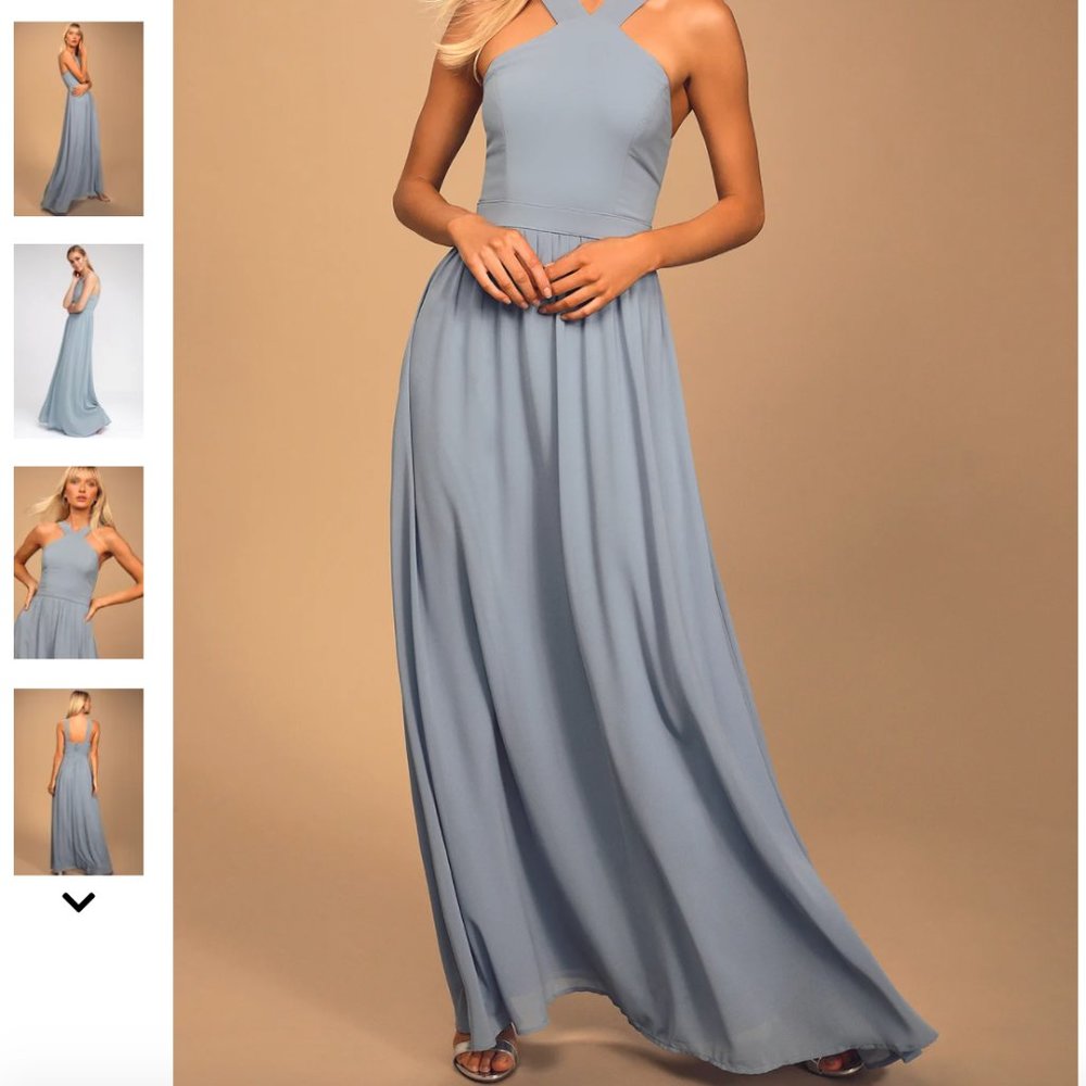 Lulus Air of Romance Light Blue Maxi Dress XS
